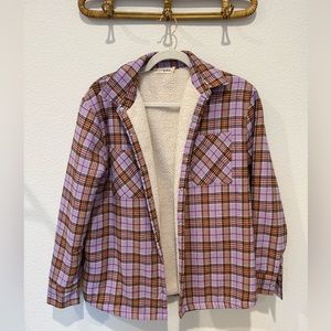 Purple plaid shacket // Sherpa lined